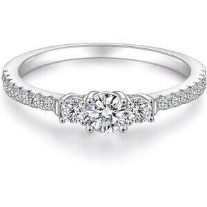 💫 Women Silver Eternity Promise Ring Cubic Zirconia CZAnniversary Band Jewelry